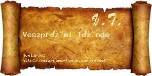 Veszprémi Tünde névjegykártya